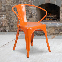 Flash Furniture CH-31270-OR-GG Orange Metal Indoor-Outdoor Chair with Arms